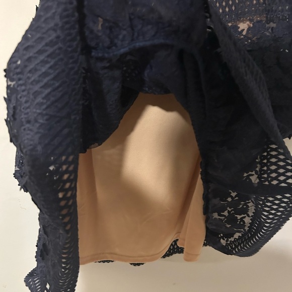 Lulus Women Size X Small Ethereal Navy Blue and Cream Lace Midi Dress Lined - Picture 14 of 14